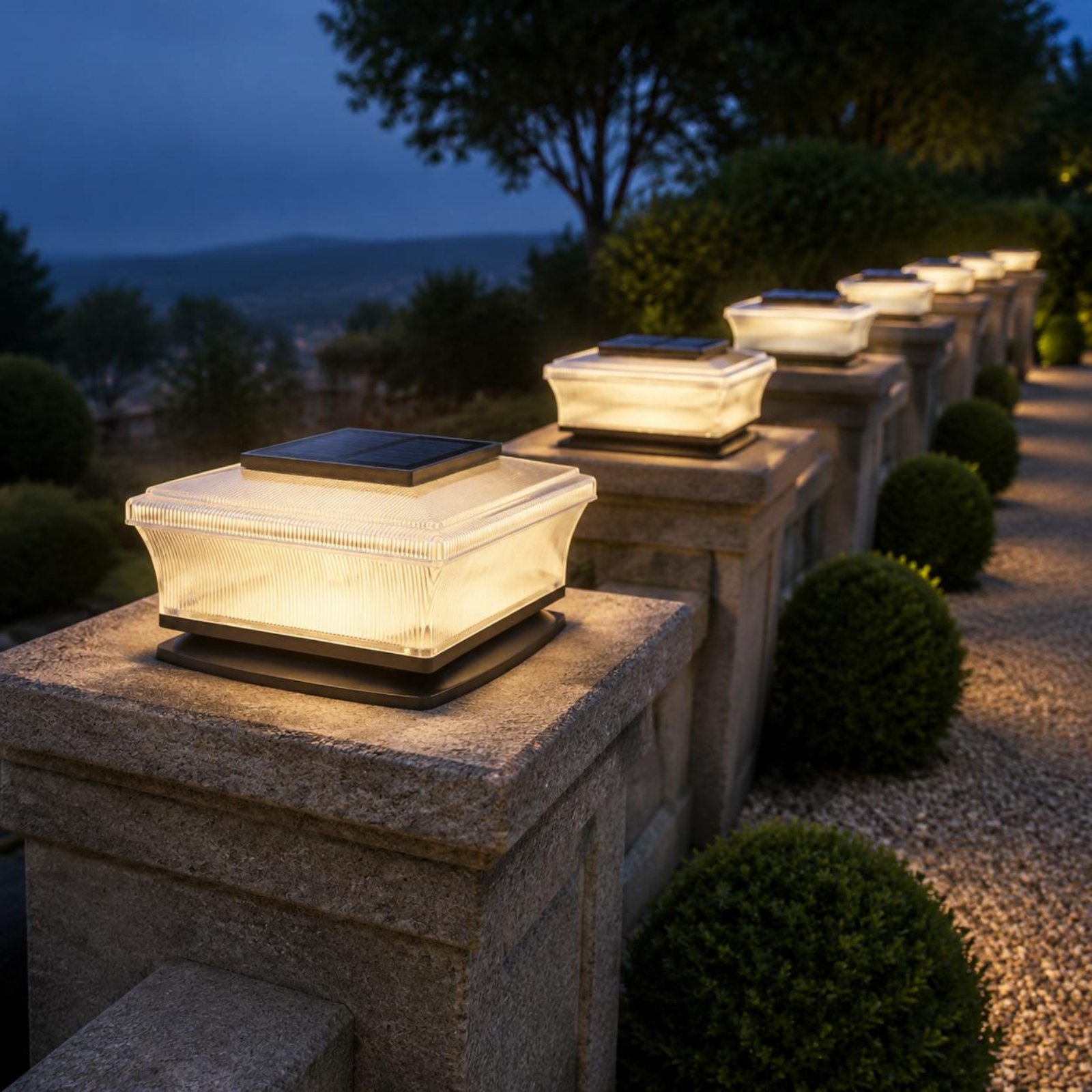 Solar Garden Light - 태양광 무선 사각 기둥 조명 야외