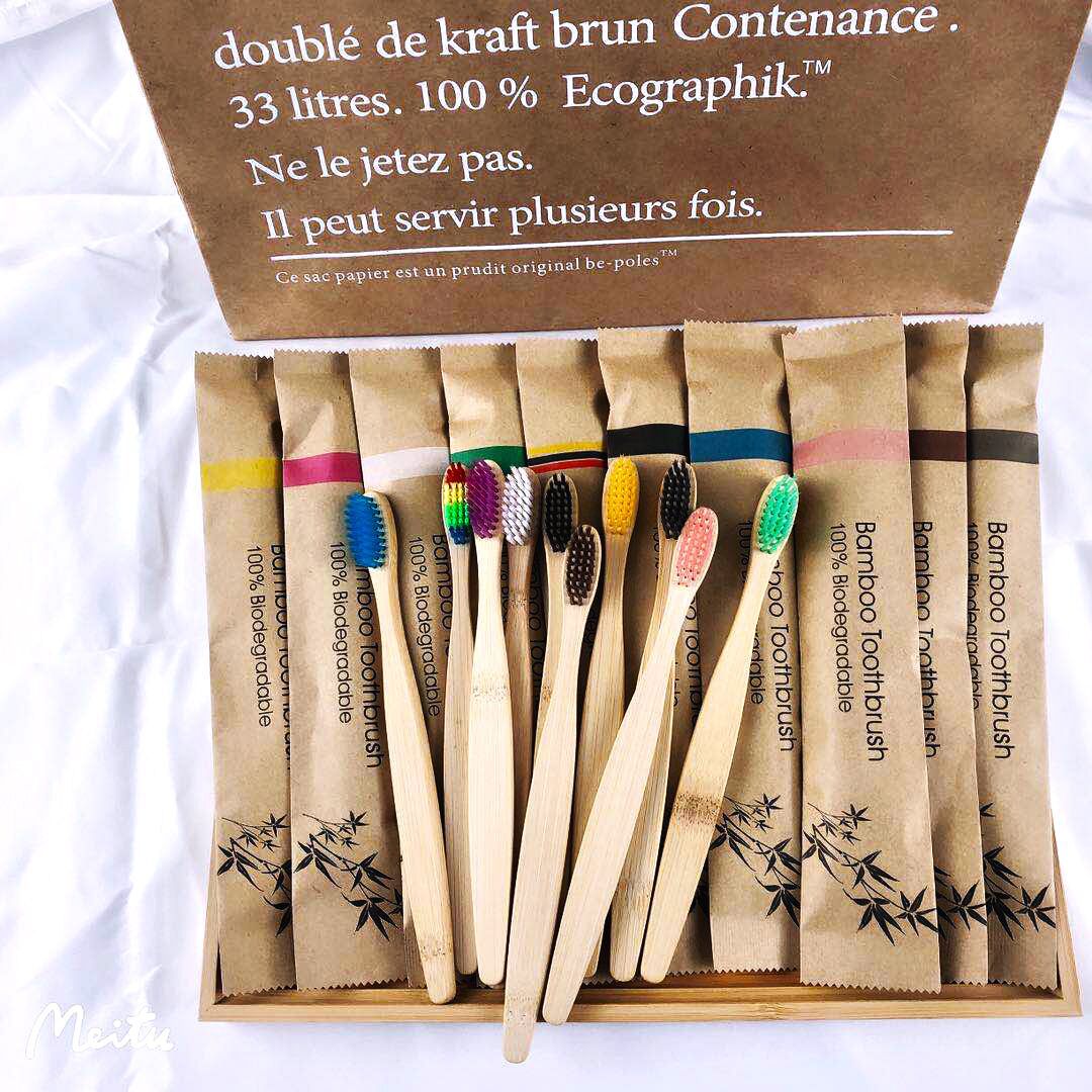 Bamboo Toothbrush - 랜덤 색상 5/10개입 대나무 칫솔 재사용