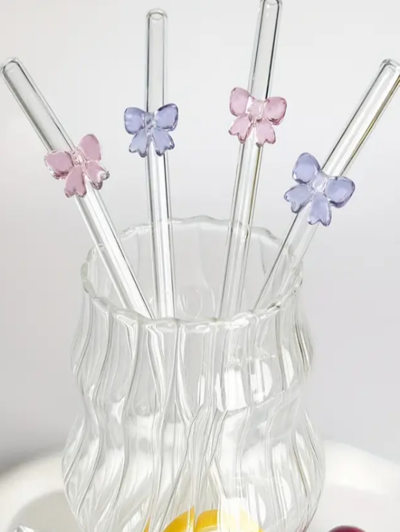 2/6PCS 우아한 나비 모양의 유리 빨대 및 버블티, - Reusable Straw 리뷰 및 가격