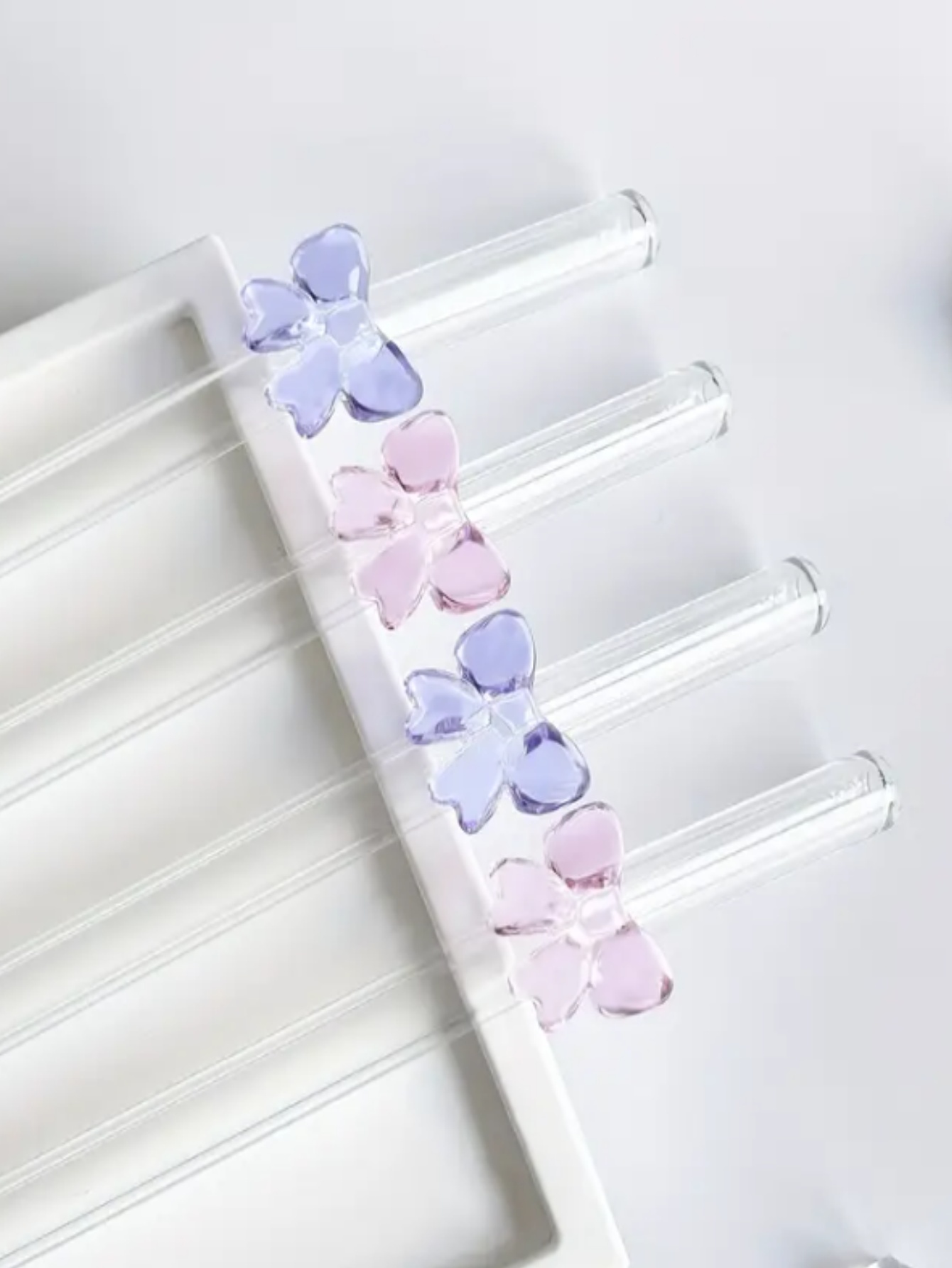 2/6PCS 우아한 나비 모양의 유리 빨대 및 버블티, - Reusable Straw 리뷰 및 가격