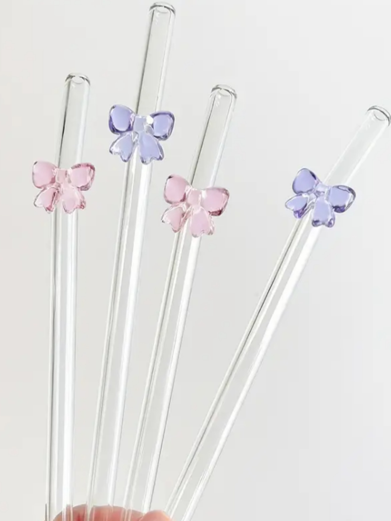 2/6PCS 우아한 나비 모양의 유리 빨대 및 버블티, - Reusable Straw 리뷰 및 가격