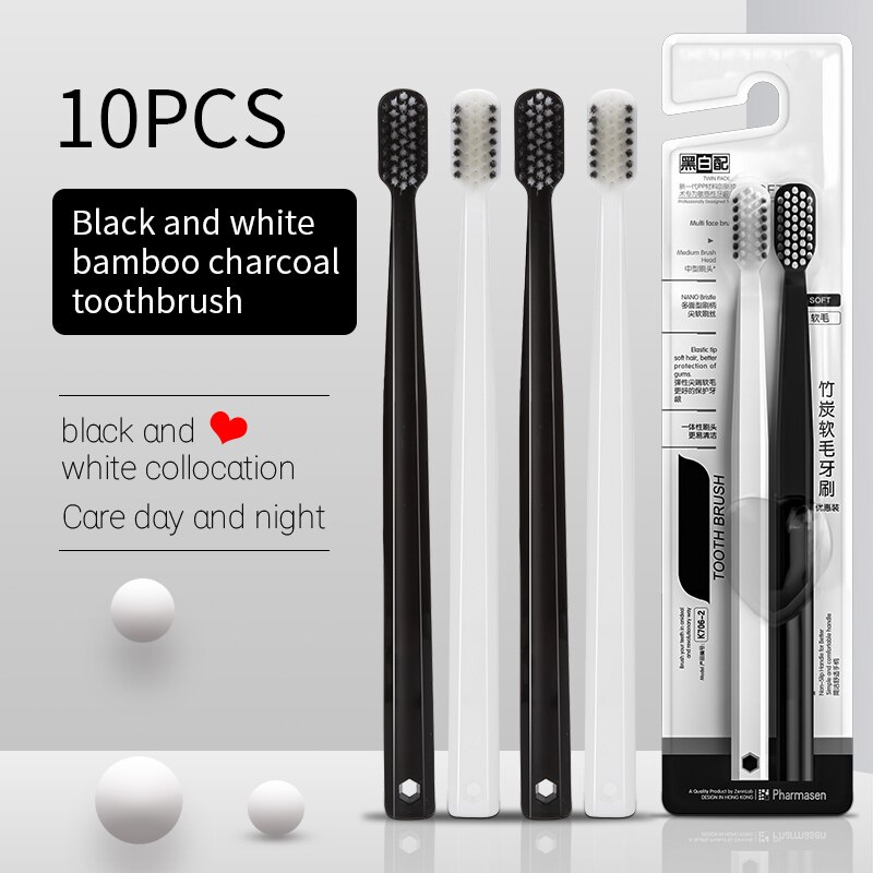 10PC 대나무 숯 브러시 실크 부드러운 강모 칫솔,  - Bamboo Toothbrush 리뷰 및 가격