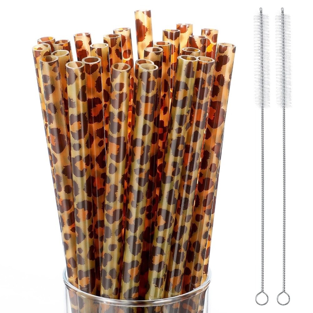 트렌디한 레오파드 프린트 음료 빨대 재사용 가능한 친환 - Reusable Straw 리뷰 및 가격