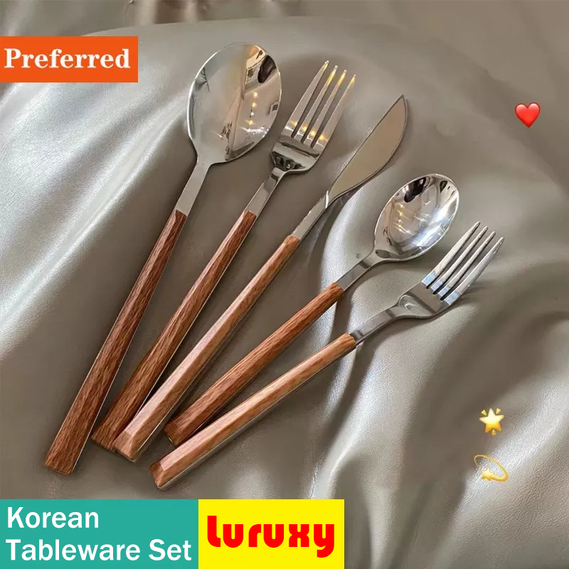 나무 손잡이 칼 붙이 세트 한국어 스테인레스 스틸 식기 - Bamboo Cutlery 리뷰 및 가격