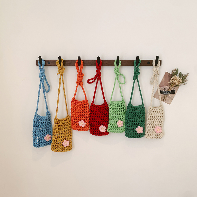 1pcs 새로운 속이 빈 니트 다목적 전화 가방 소형  - Reusable Bag 리뷰 및 가격