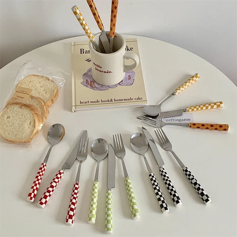 3 개/대 스테인레스 스틸 나이프 포크 스푼 체커 보드 - Bamboo Cutlery 리뷰 및 가격