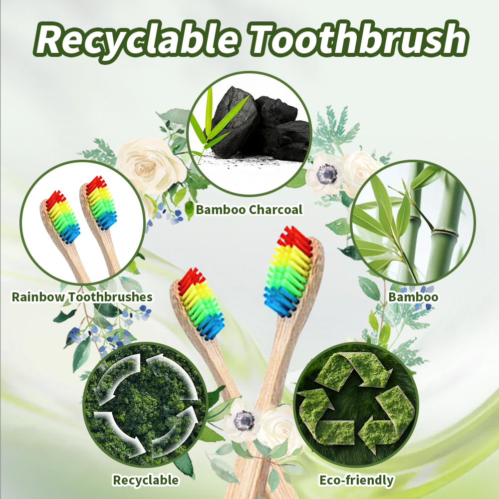 레인보우 대나무 칫솔, 생분해 및 퇴비, 친환경 천연  - Bamboo Toothbrush 리뷰 및 가격