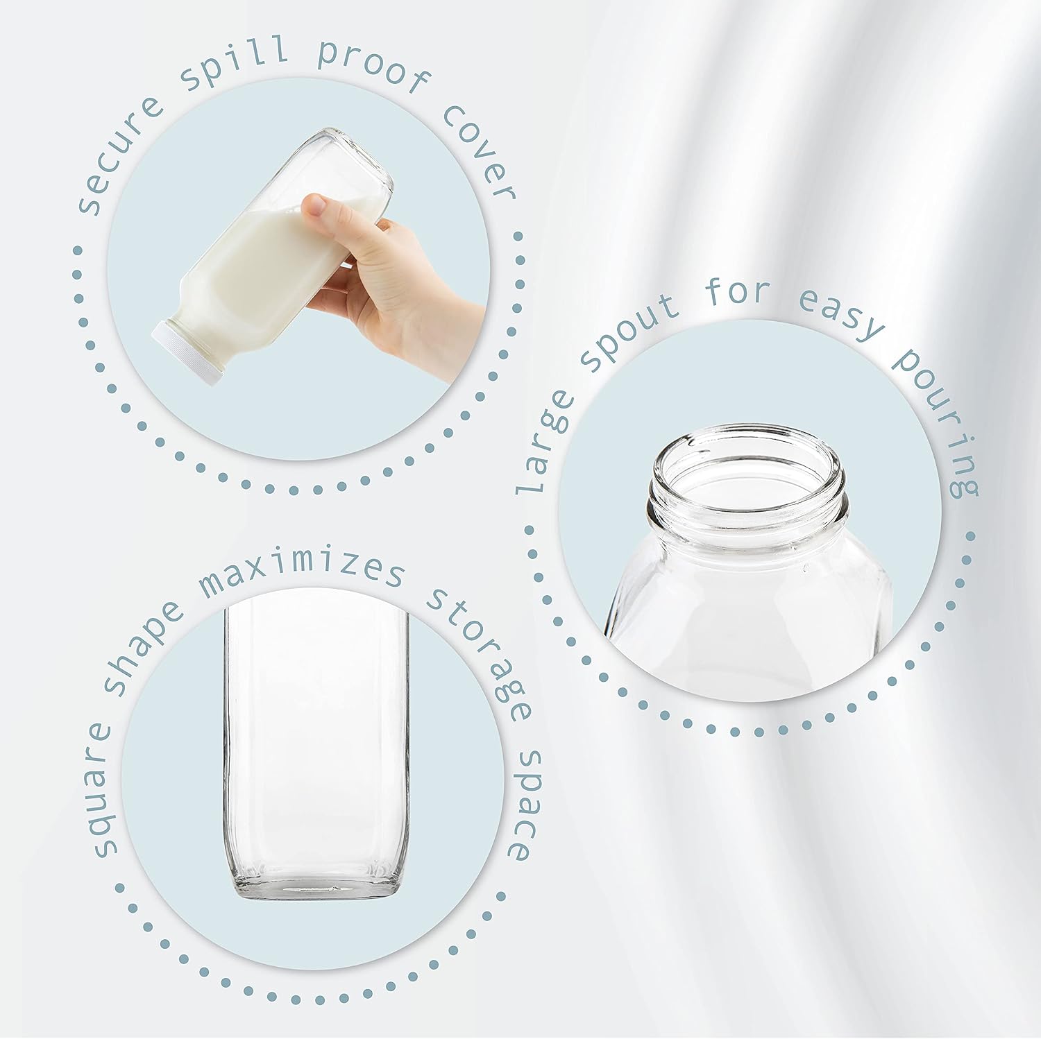4팩 16온스 재사용 가능한 사각 유리 우유병(뚜껑 포 - Reusable Bottle 리뷰 및 가격