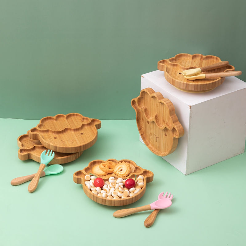 4pcs 어린이 식기 흡입 접시 그릇 아기 요리 아기  - Bamboo Cutlery 리뷰 및 가격