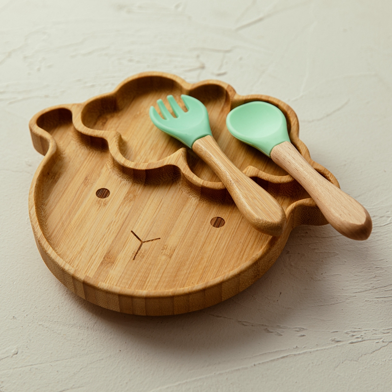 4pcs 어린이 식기 흡입 접시 그릇 아기 요리 아기  - Bamboo Cutlery 리뷰 및 가격