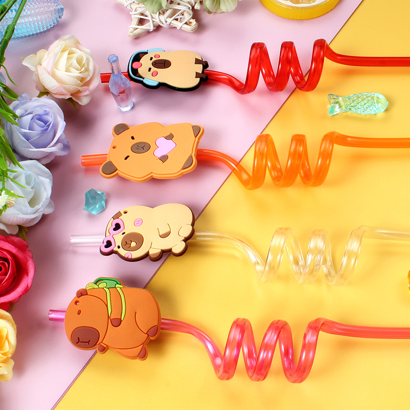 12pcs 만화 Capybara 재사용 가능한 나선형  - Reusable Straw 리뷰 및 가격