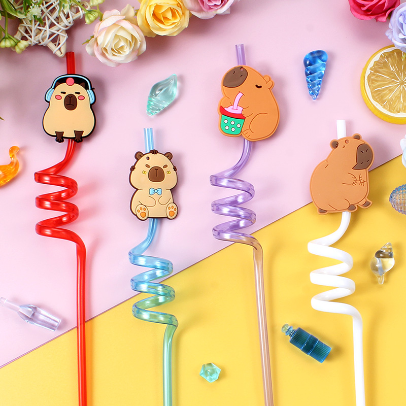 12pcs 만화 Capybara 재사용 가능한 나선형  - Reusable Straw 리뷰 및 가격