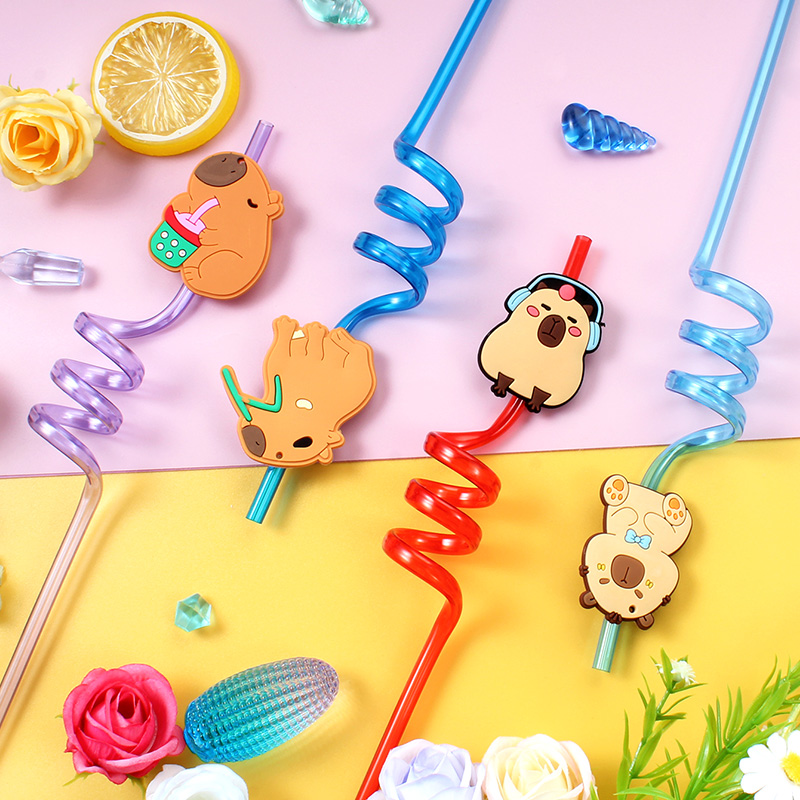 12pcs 만화 Capybara 재사용 가능한 나선형  - Reusable Straw 리뷰 및 가격