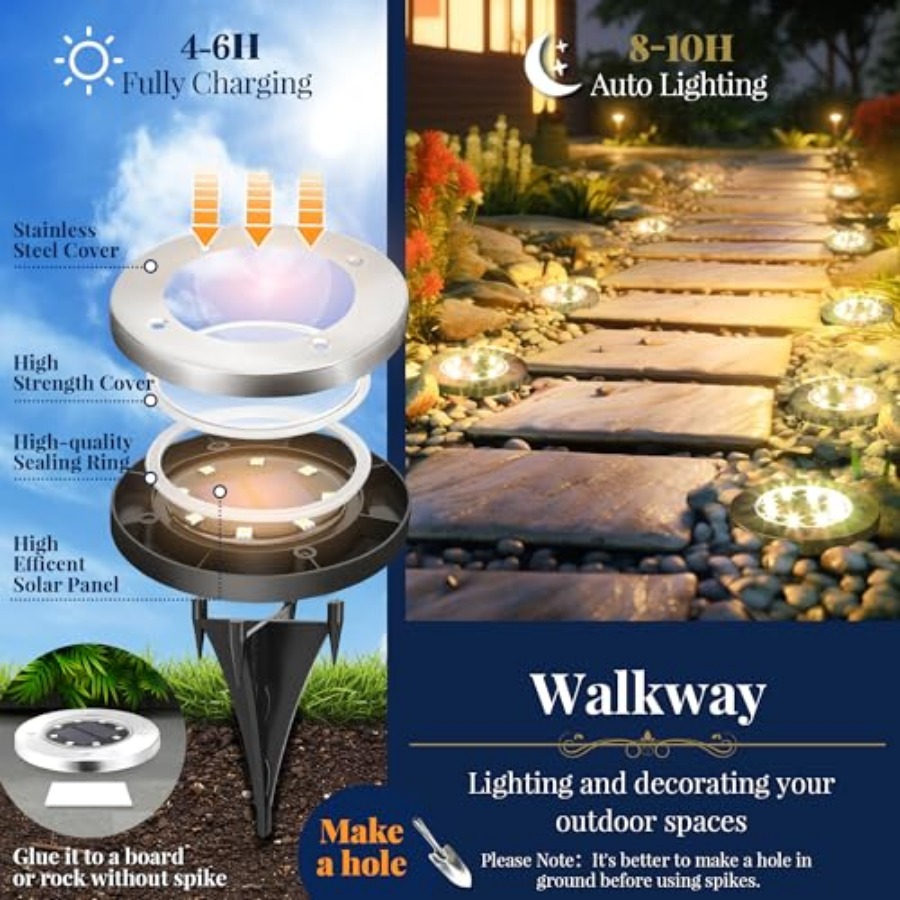 태양광 지상등 태양광 조명 야외 방수 8 LED 태양열 - Solar Garden Light 리뷰 및 가격