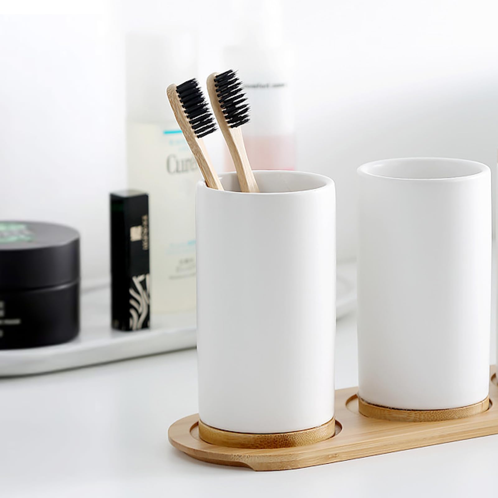 세라믹 욕실 세트 고급 CeramicCup 비누 디스펜 - Bamboo Toothbrush 리뷰 및 가격